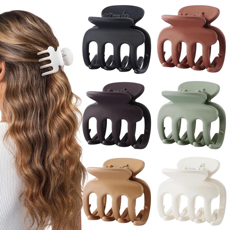 USDNICE 6 Pcs Hair Clips Small Claw Clips for Thin Hair Medium Matte Non-slip Hair Accessories for Women and Girls (Brown) - Image 1
